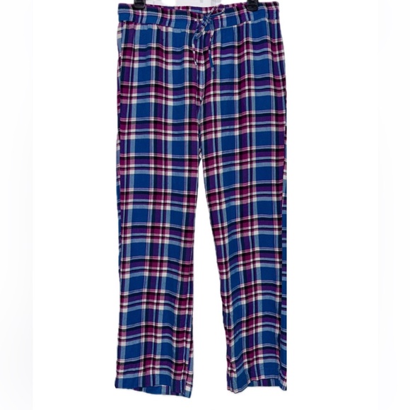 LUCKY BRAND WOMENS LIVE IN LOVE Plaid Pajama LOUNGE Pants in Blue and Pink - Picture 1 of 6